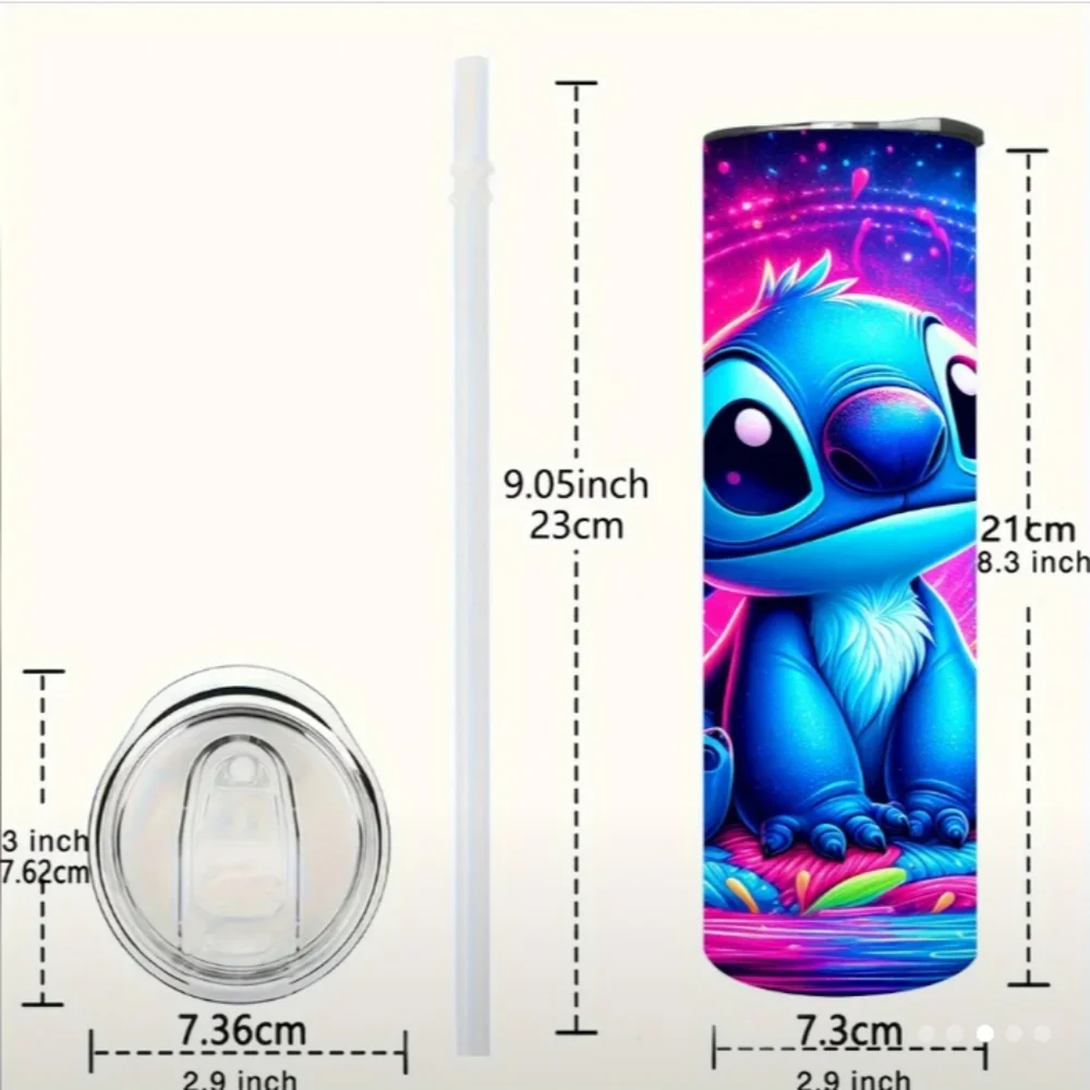 Disney Stitch Neon Blue and Pink Tumbler